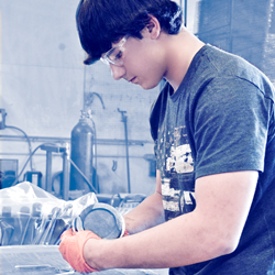 Montana high school student working on a project in a Career and Technical Education class